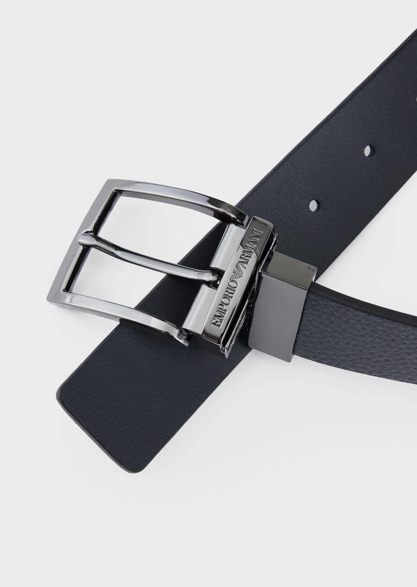 Cintura reversibile in pelle con stampa palmellata / Blu - Ideal Moda