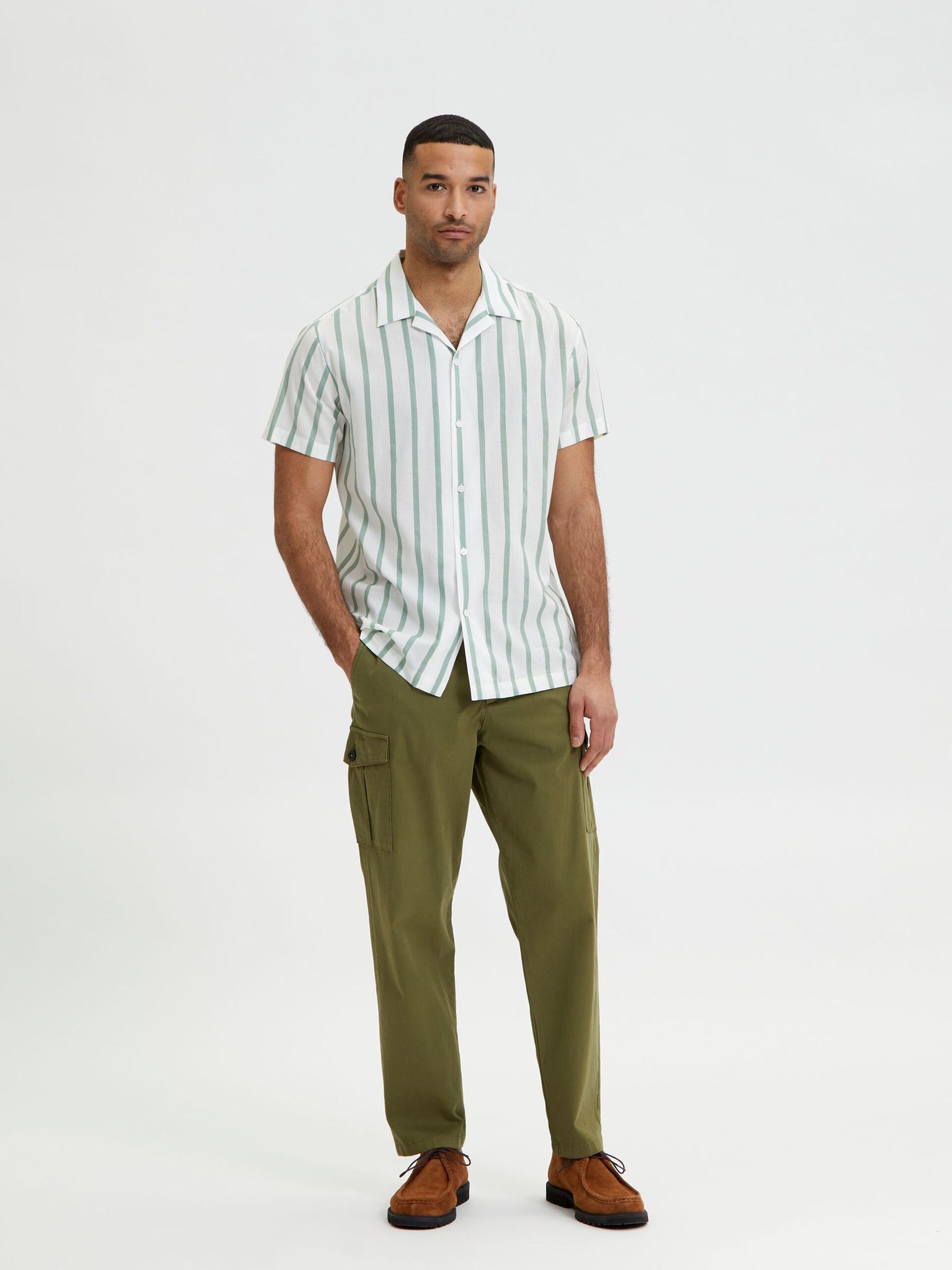 Camicia a Mezze Maniche Selected / Verde - Ideal Moda