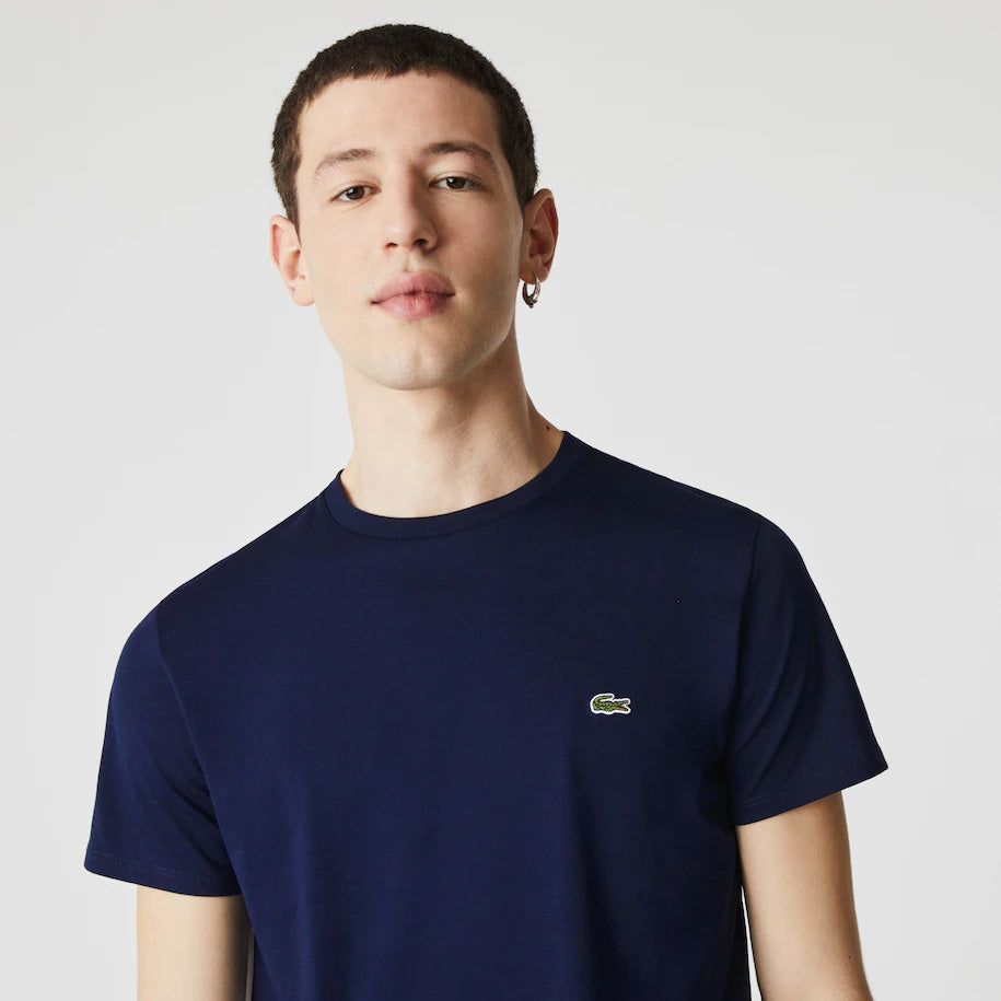T-shirt a girocollo in jersey di cotone Pima / Blu - Ideal Moda