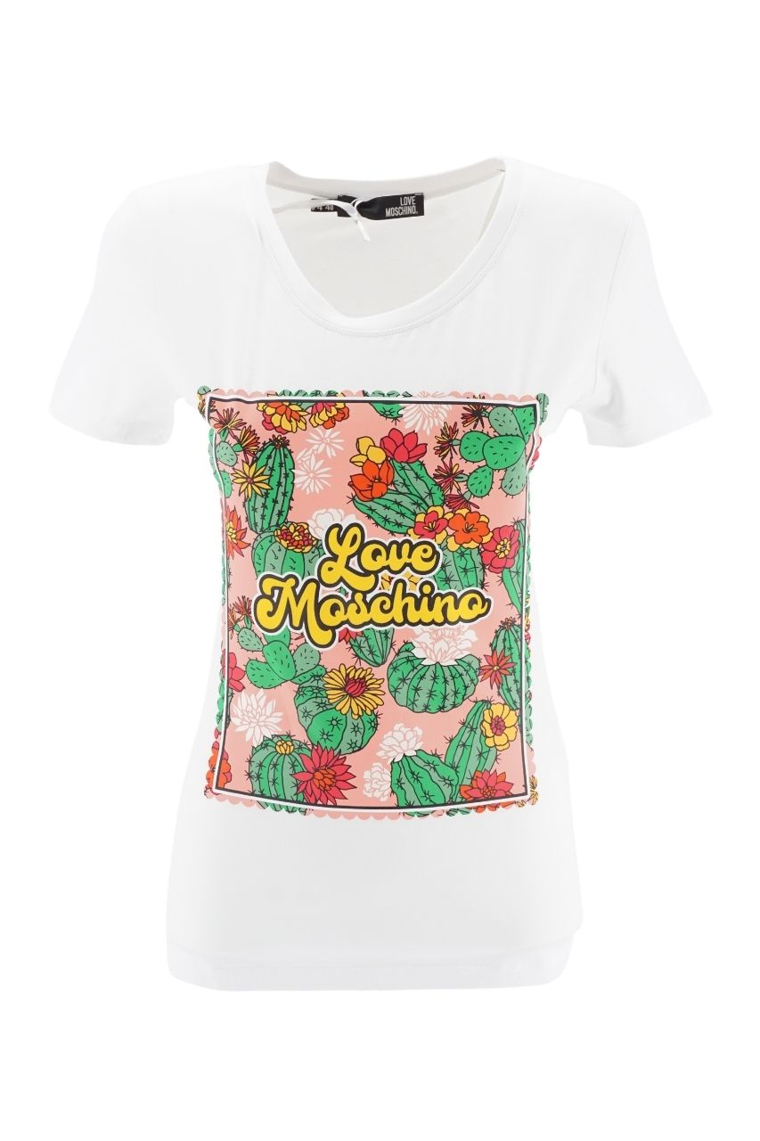 T-Shirt Love Moschino con Stampa / Bianco - Ideal Moda