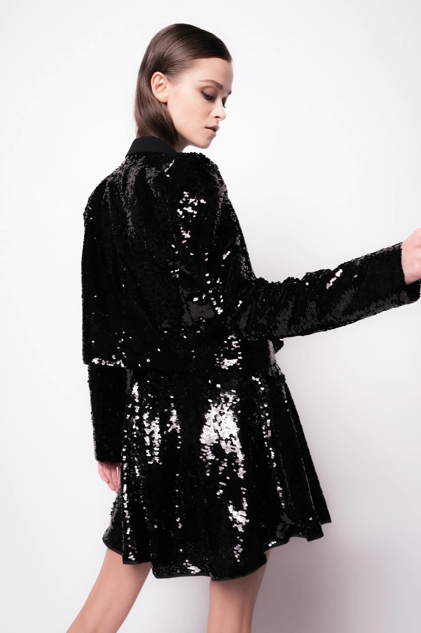 Giacca Spencer Pinko con Paillettes  / Nero - Ideal Moda