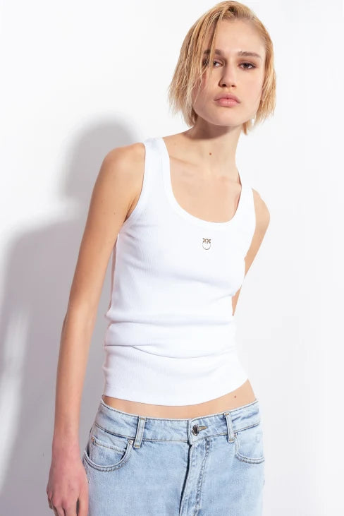 Canotta con Ricamo Pinko / Bianco - Ideal Moda