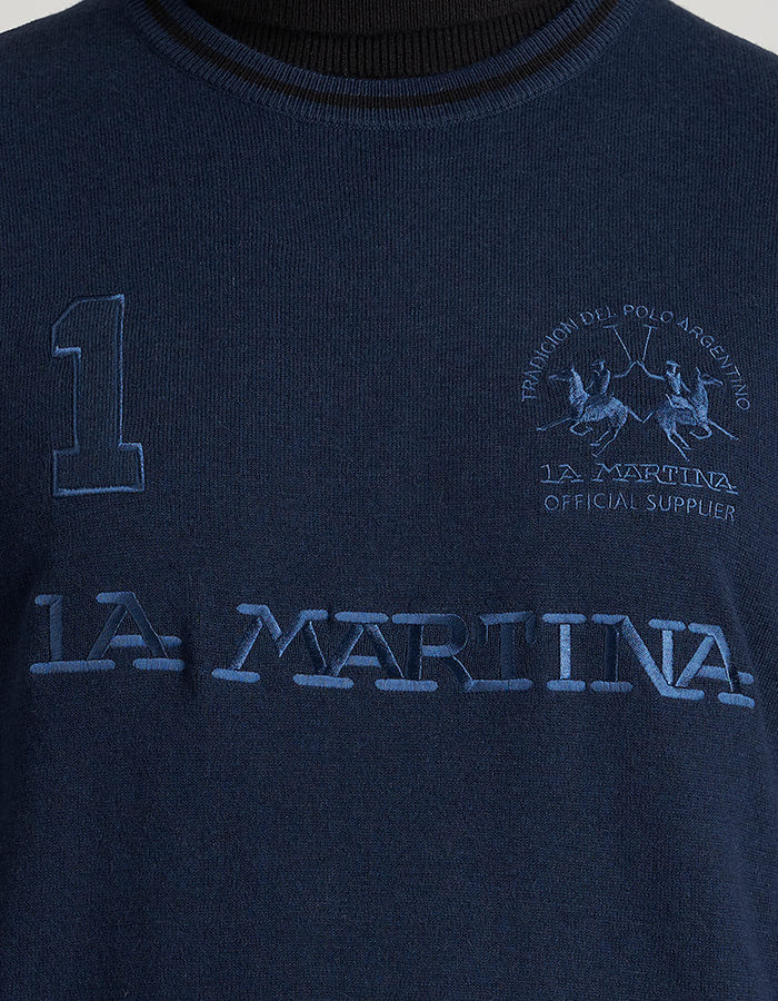 Maglia Girocollo con Logo / Blu - Ideal Moda