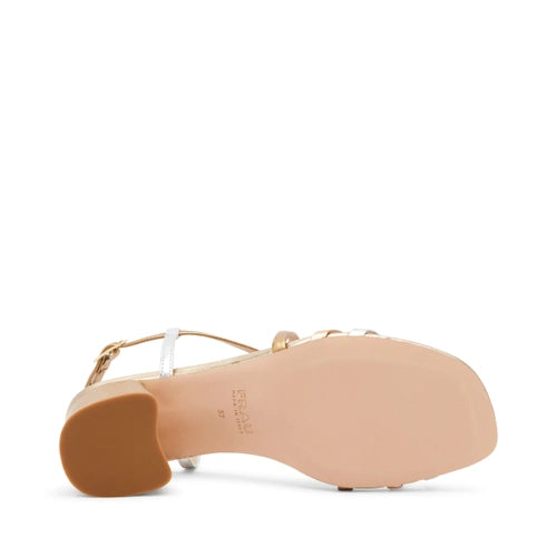 Sandalo con Fascette in Pelle Laminata Frau / Oro - Ideal Moda