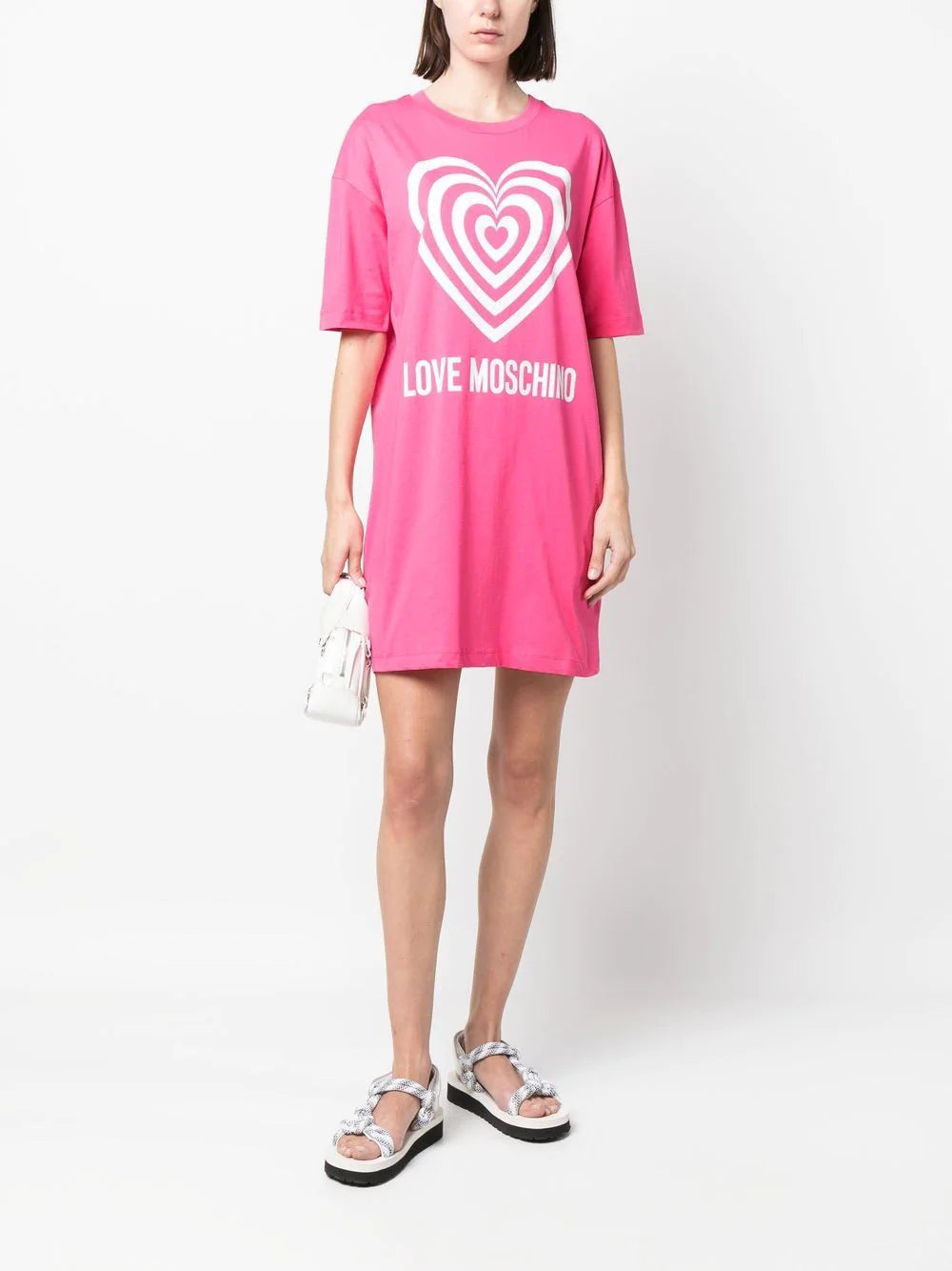 Abito Modello T-Shirt con Logo Love Moschino / Rosa - Ideal Moda