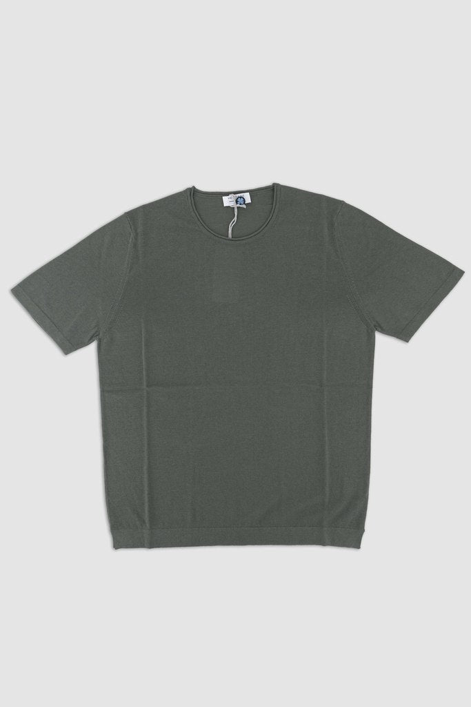 T-Shirt Girocollo in Filo di Cotone / Verde - Ideal Moda