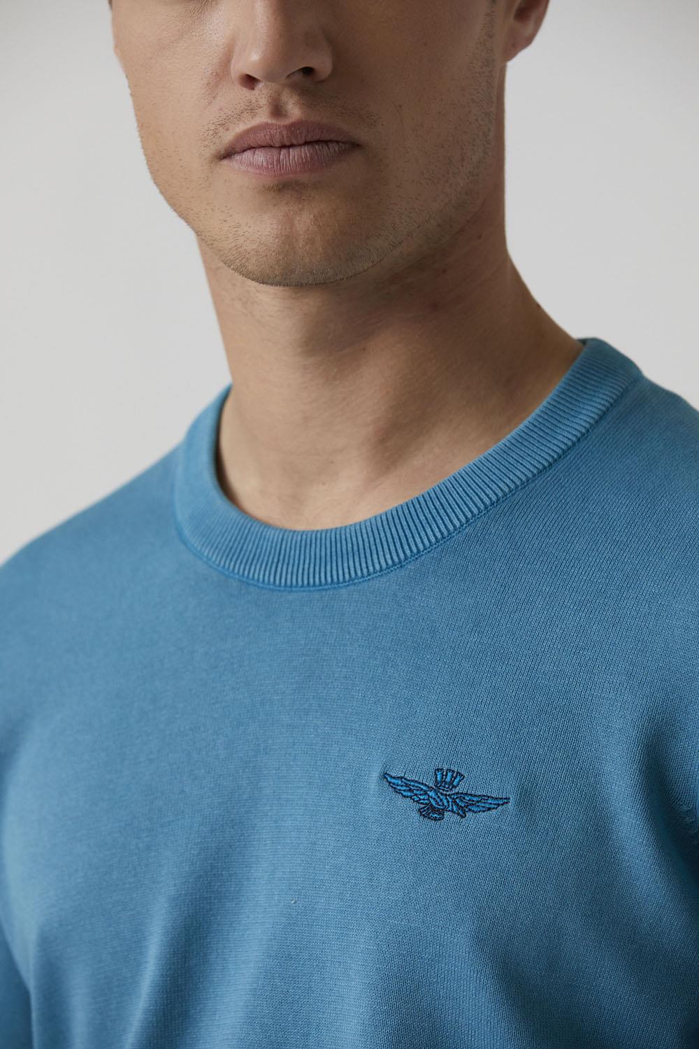Maglia Girocollo con Logo Aeronautica Militare / Azzurro - Ideal Moda