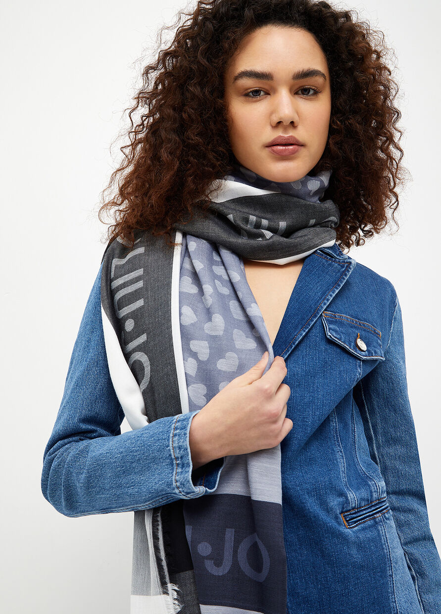 Foulard Liu Jo Cuori Scarf With Hearts Liu Jo Black