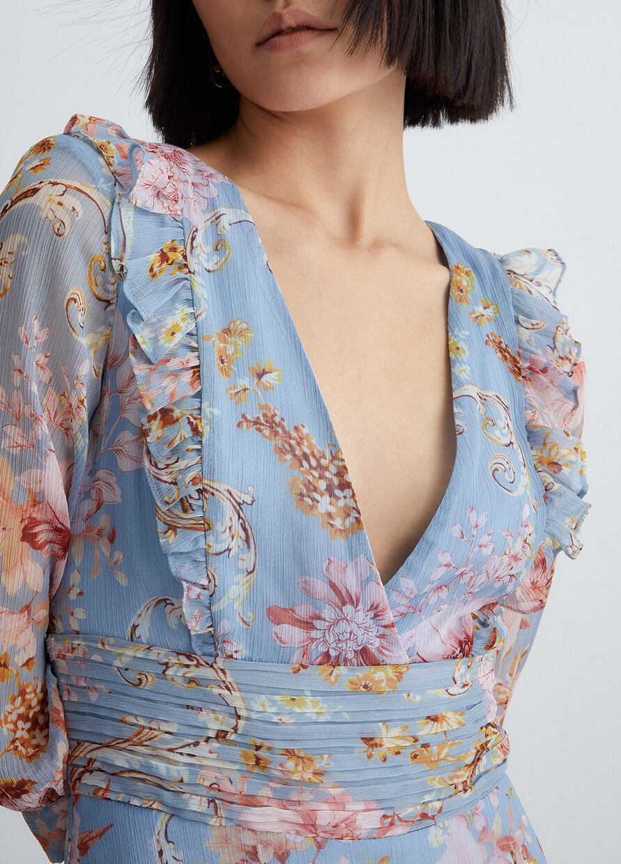 Vestito Lungo Floreale Liu Jo / Celeste - Ideal Moda