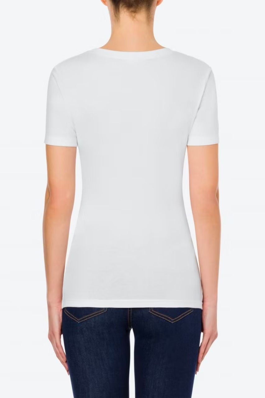 T-Shirt in Cotone Stretch con Logo Love Moschino / Bianco - Ideal Moda