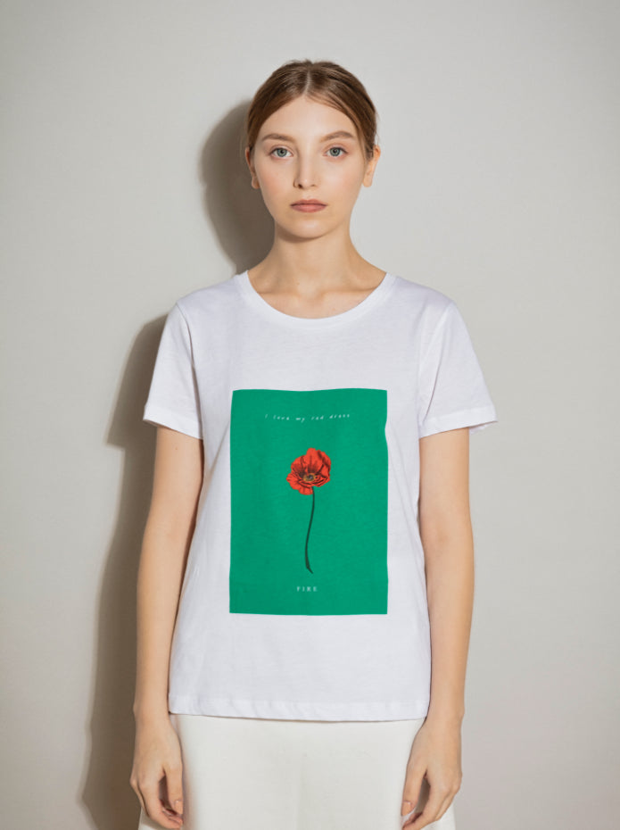 T-Shirt in Cotone Organico / Bianco - Ideal Moda