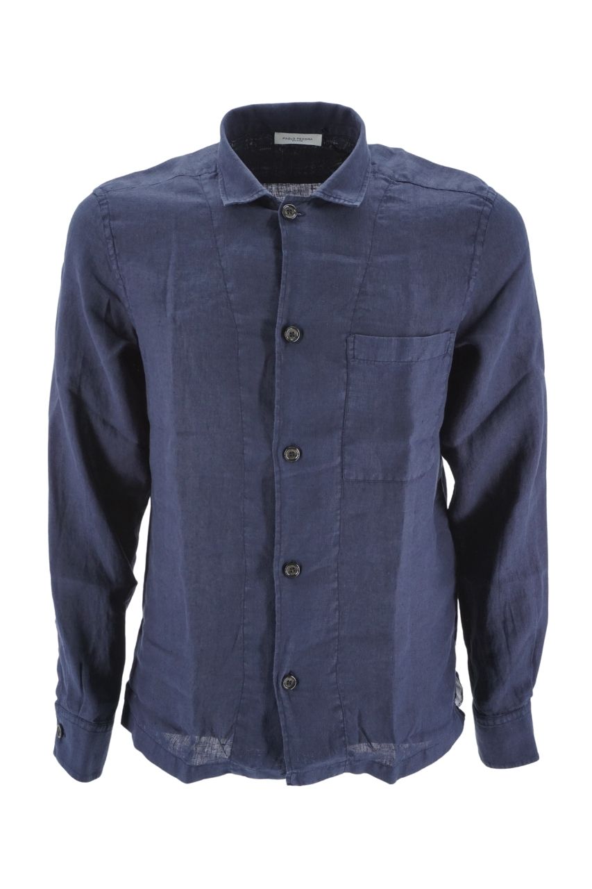 Camicia Paolo Pecora in Lino / Blu - Ideal Moda