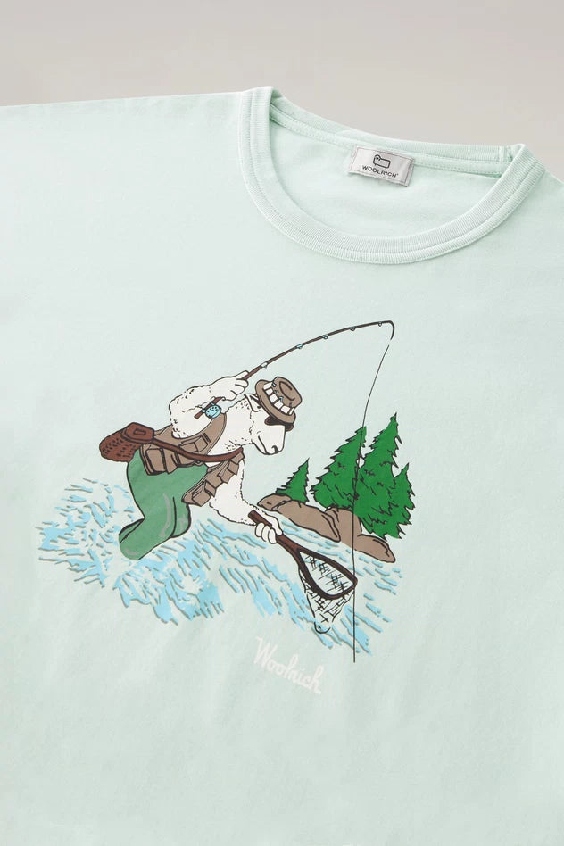 T-Shirt con Stampa Woolrich / Verde - Ideal Moda