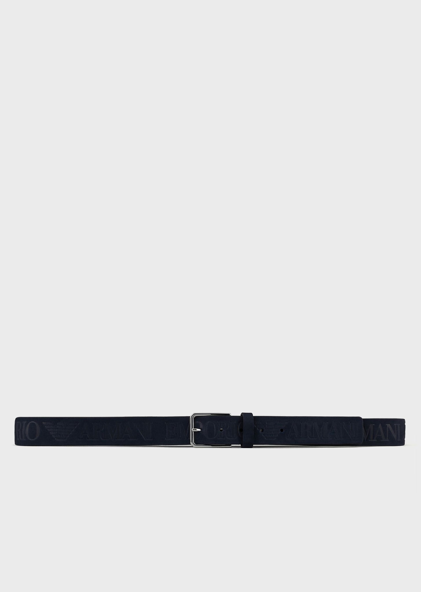 Cintura in pelle nabuk con logo embossed / Blu - Ideal Moda