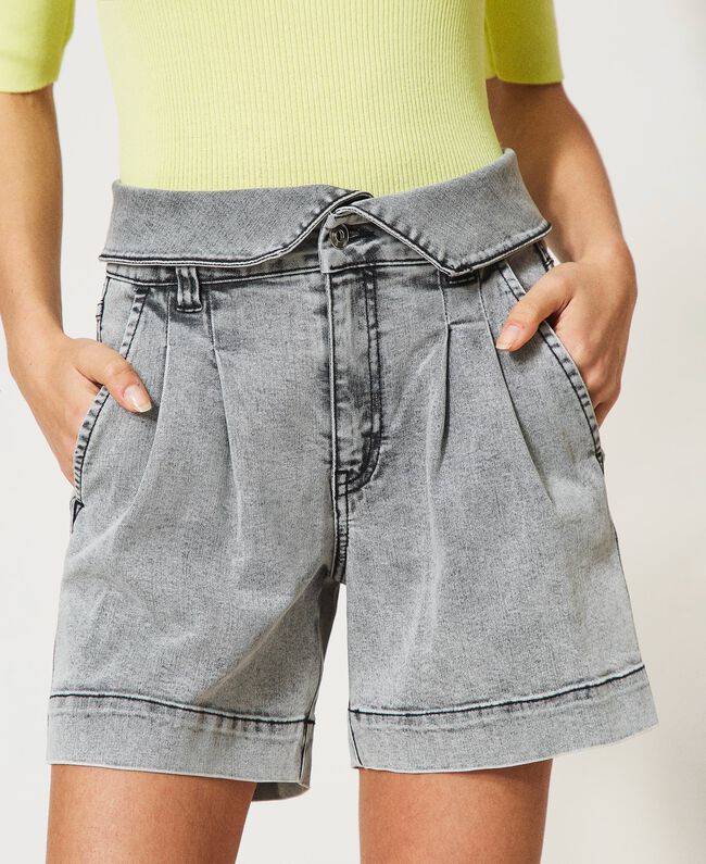 Shorts a vita alta in jeans / Jeans - Ideal Moda