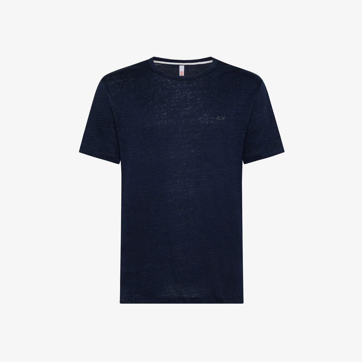 T-Shirt in Lino con Logo Ricamato Sun68 / Blu - Ideal Moda