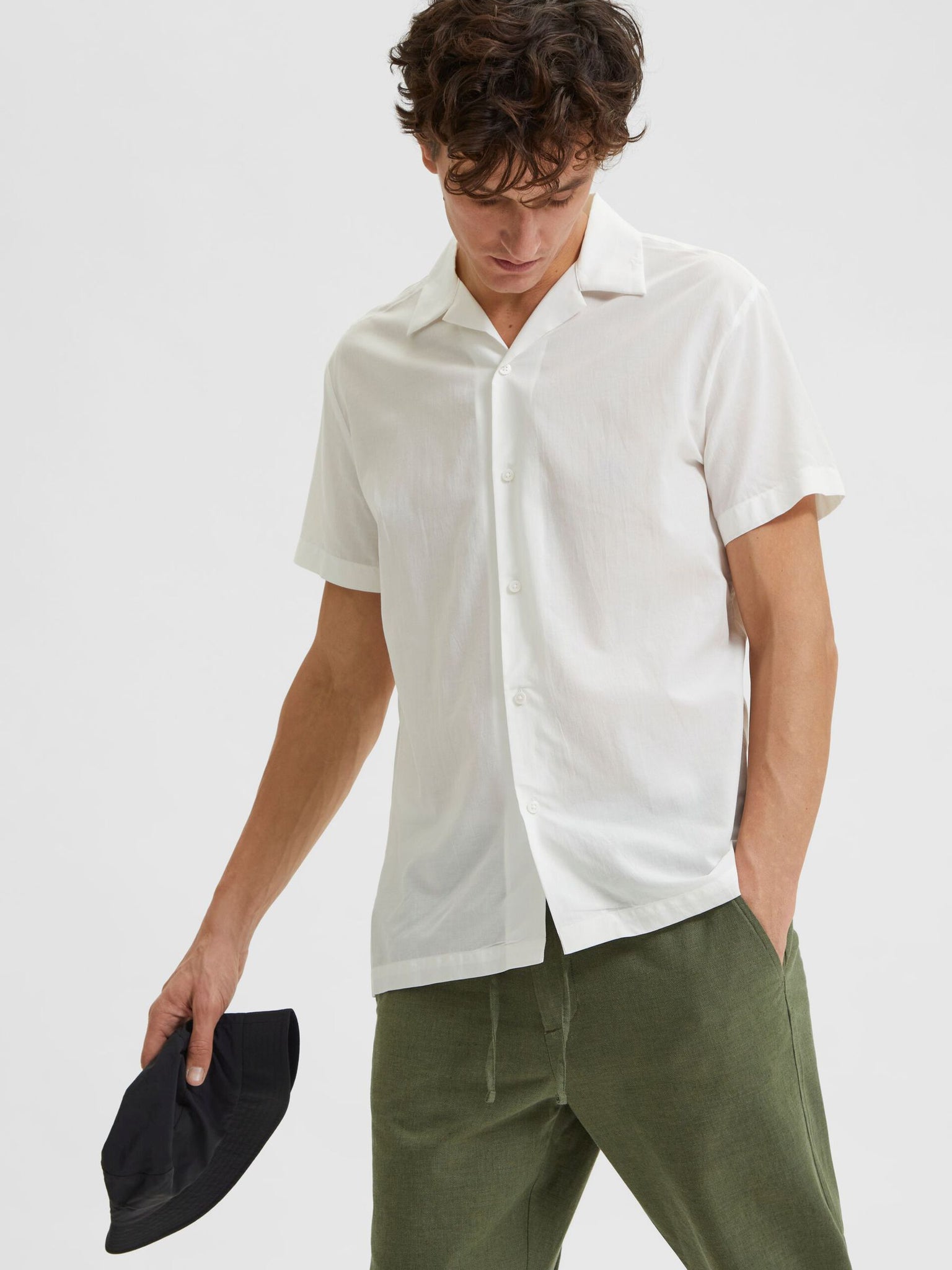 Camicia a Mezze Maniche Selected / Bianco - Ideal Moda