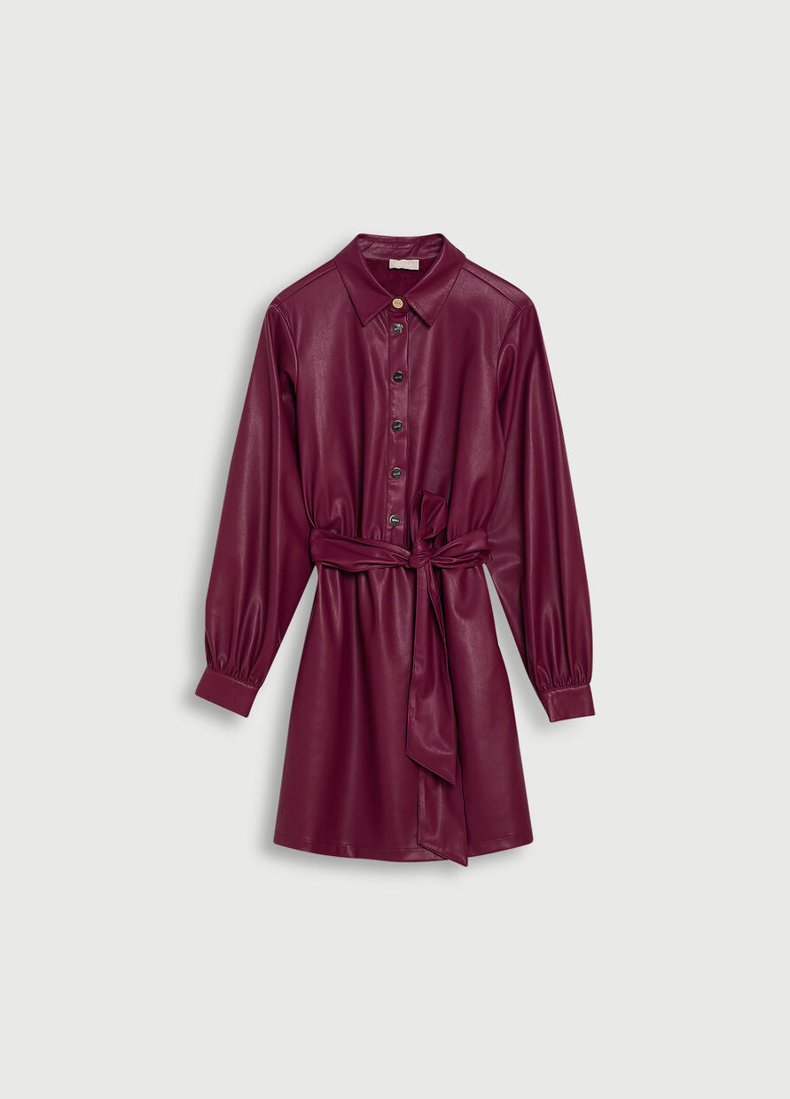 Liu Jo Faux Leather Shirt Dress / Purple Liu Jo Faux Leather Shirt Dress / Purple