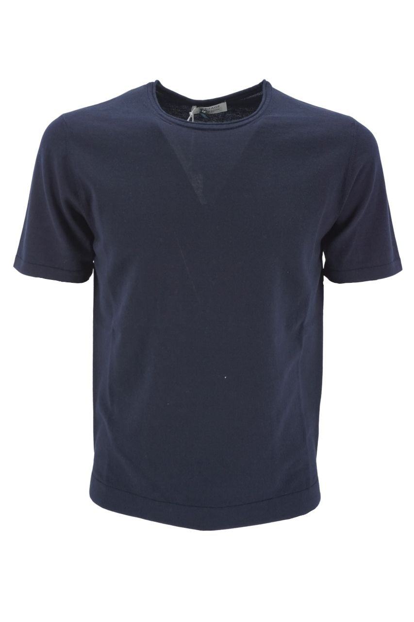T-Shirt Heritage in Filo di Cotone / Blu - Ideal Moda