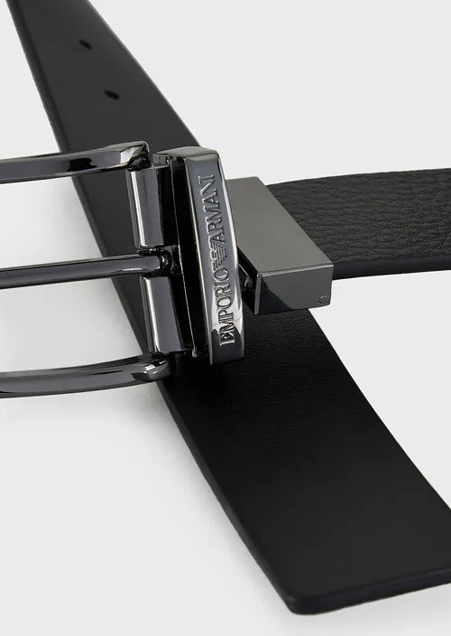 Cintura Reversibile in Pelle Emporio Armani / Nero - Ideal Moda
