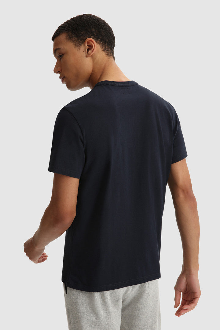Maglietta in puro cotone con maxi logo / Blu - Ideal Moda
