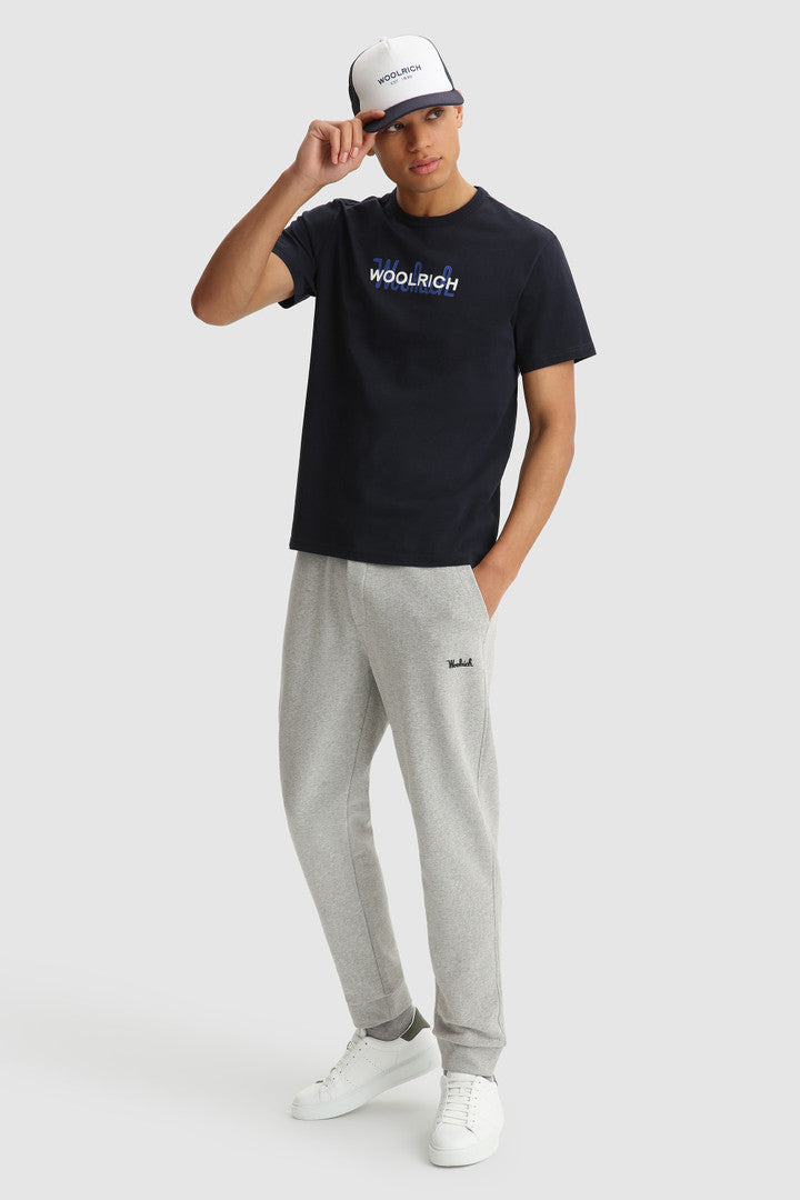 Maglietta in puro cotone con maxi logo / Blu - Ideal Moda