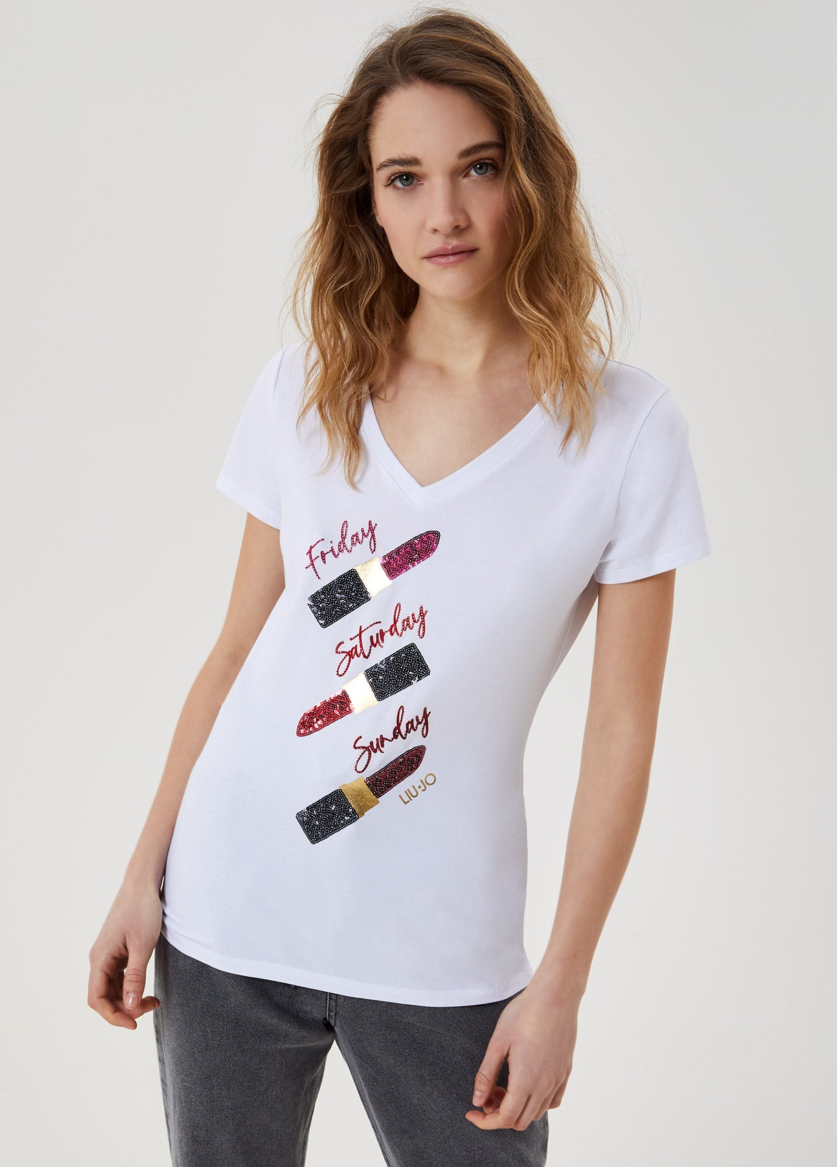 T-shirt con applicazioni / Bianco - Ideal Moda