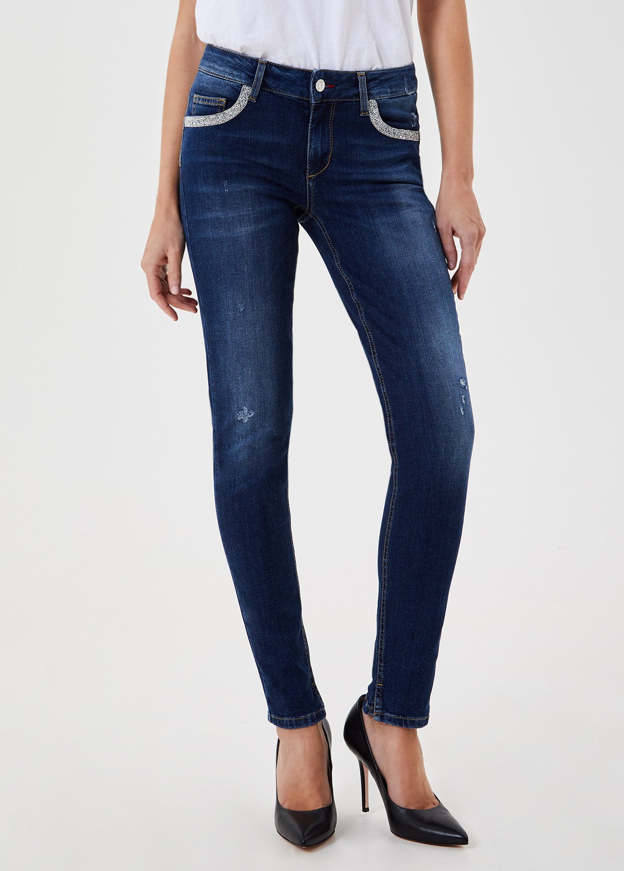 Jeans skinny con dettagli gioiello / Jeans - Ideal Moda