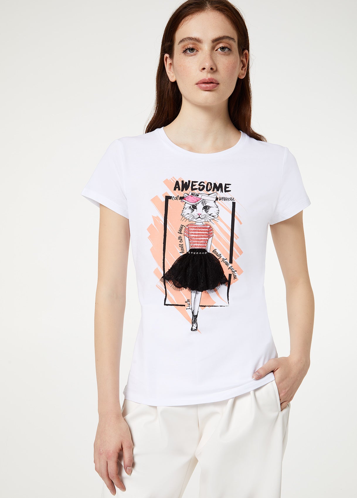 T-Shirt Con Stampa / Bianco - Ideal Moda