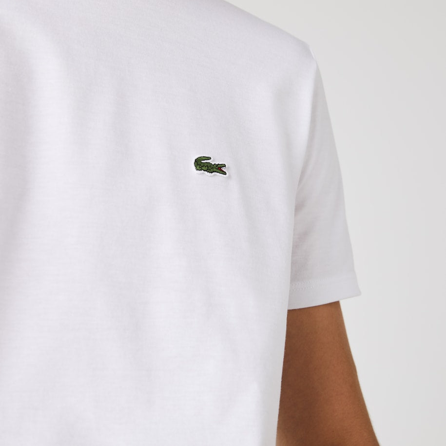T-Shirt in Jersey di Cotone Pima Lacoste / Bianco - Ideal Moda