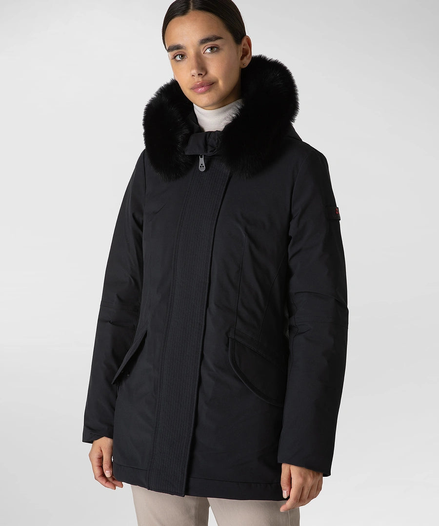 Giubbino Liscio con Pelliccia Peuterey / Nero - Ideal Moda