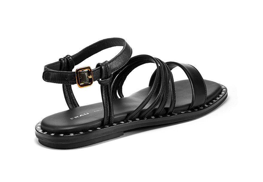 Sandalo rock in pelle / Nero - Ideal Moda