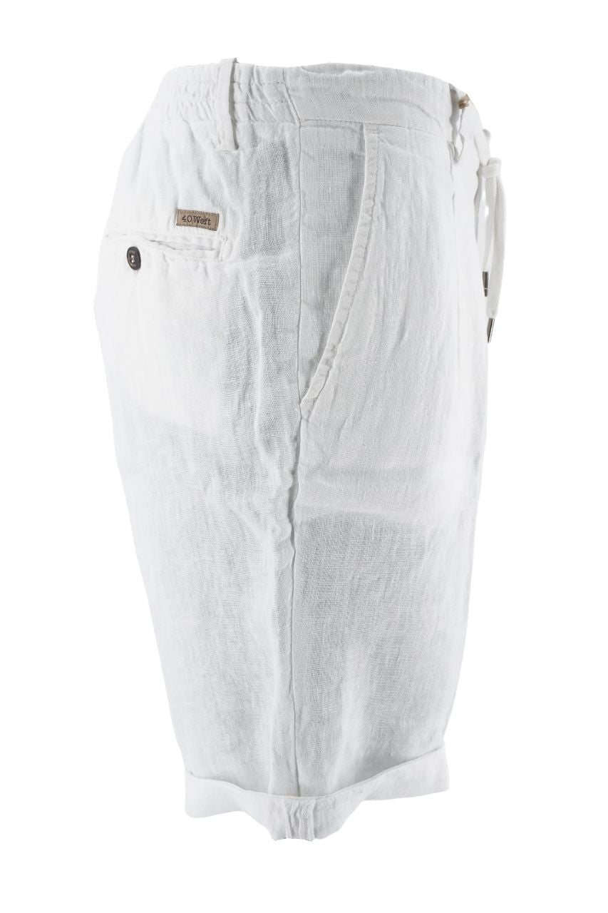 Pantaloncino 40Weft in Lino / Bianco - Ideal Moda