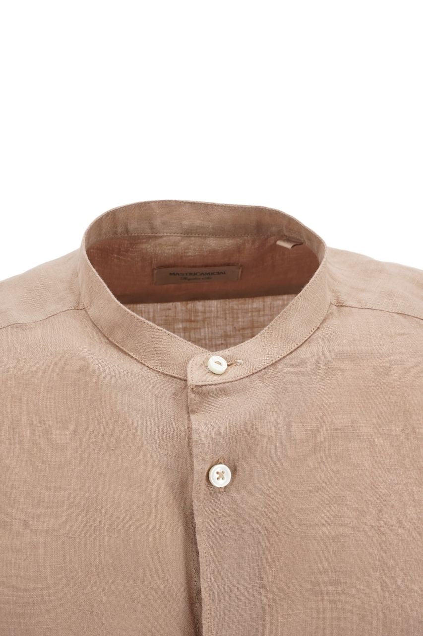 Camicia in Lino con Collo Coreano Mastricamiciai / Beige - Ideal Moda