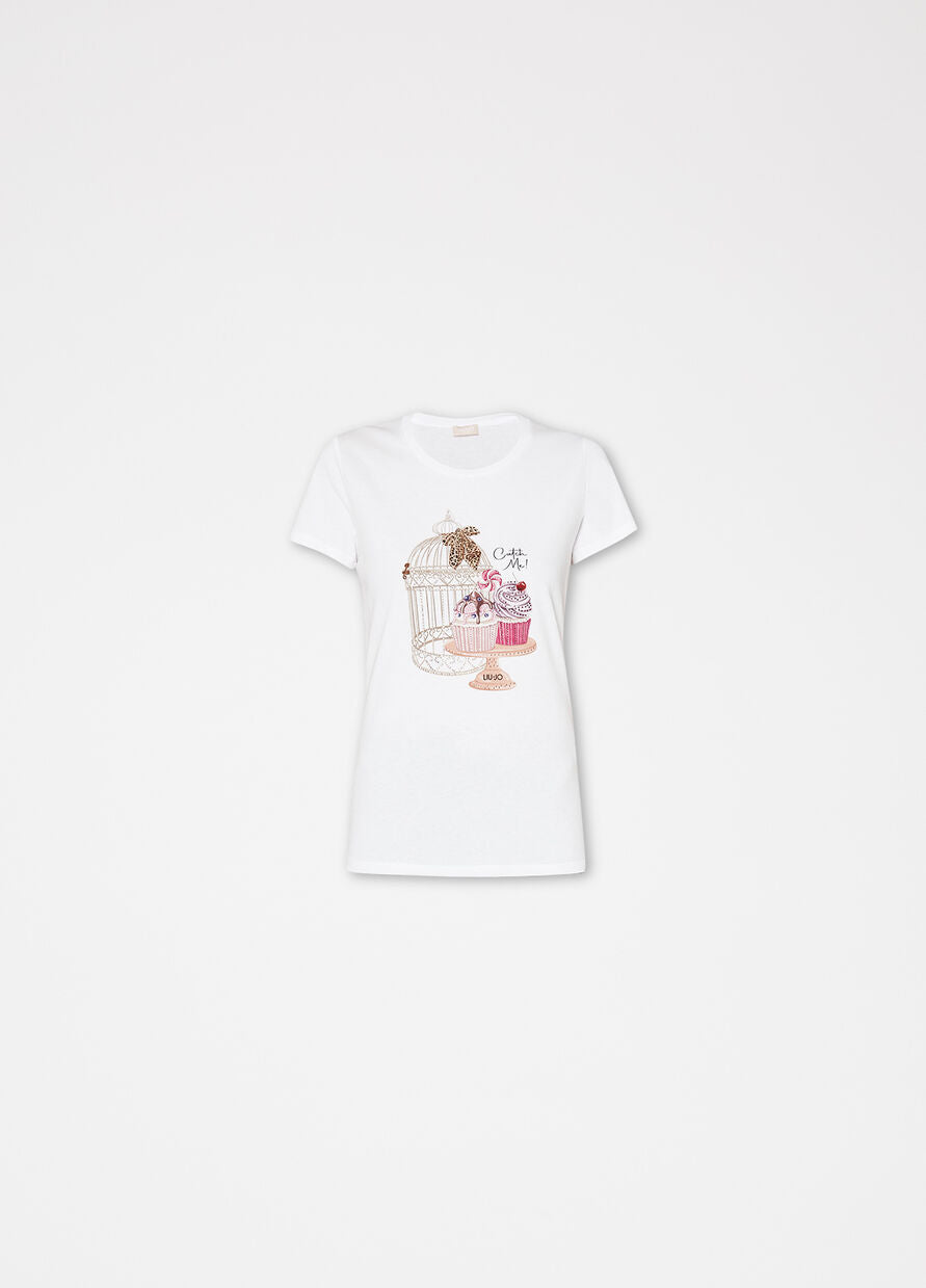 T-Shirt con Stampa Liu Jo / Bianco - Ideal Moda