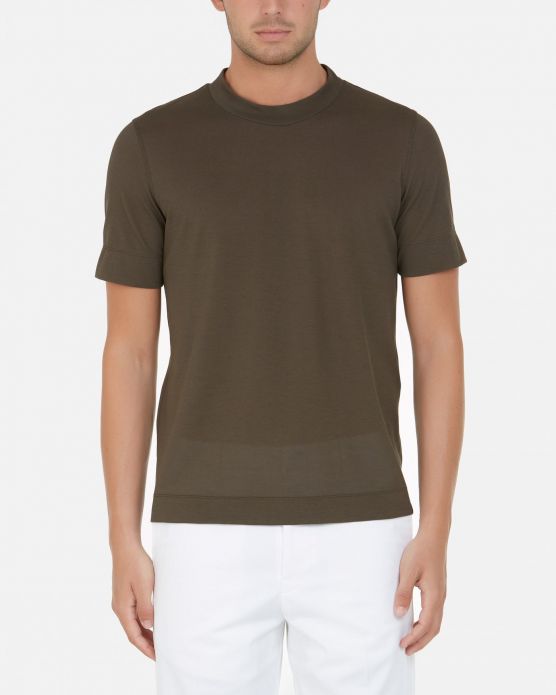 T-shirt in piquet di cotone / Marrone - Ideal Moda
