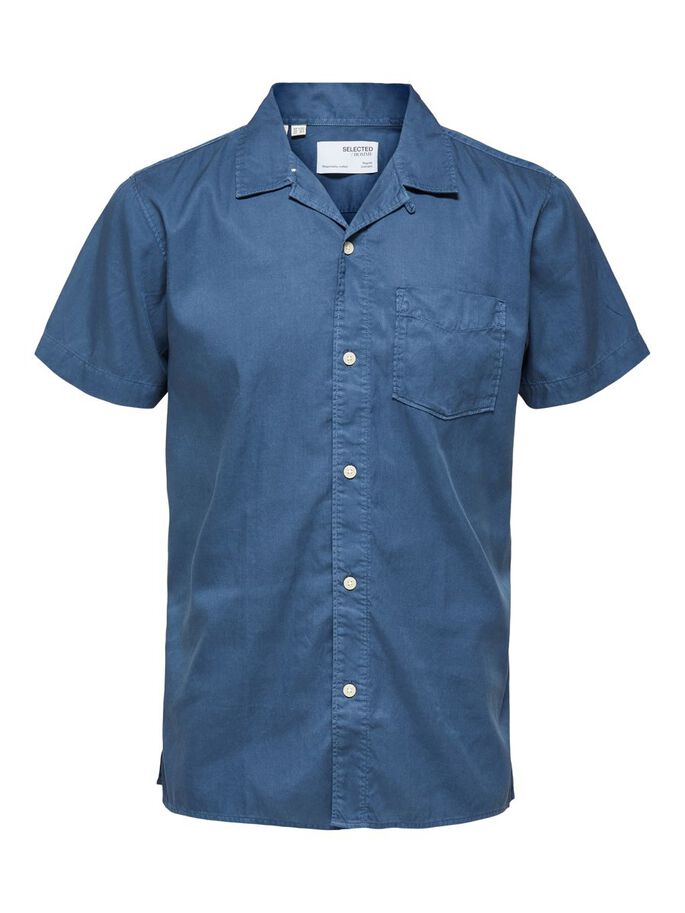 Camicia Lyocell in Cotone-Tencel ™ Organico / Blu - Ideal Moda