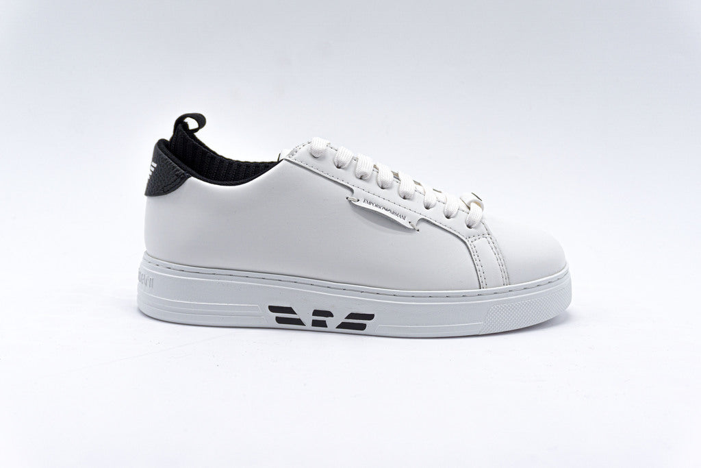 Sneakers in pelle con inserto maglia / Bianco - Ideal Moda