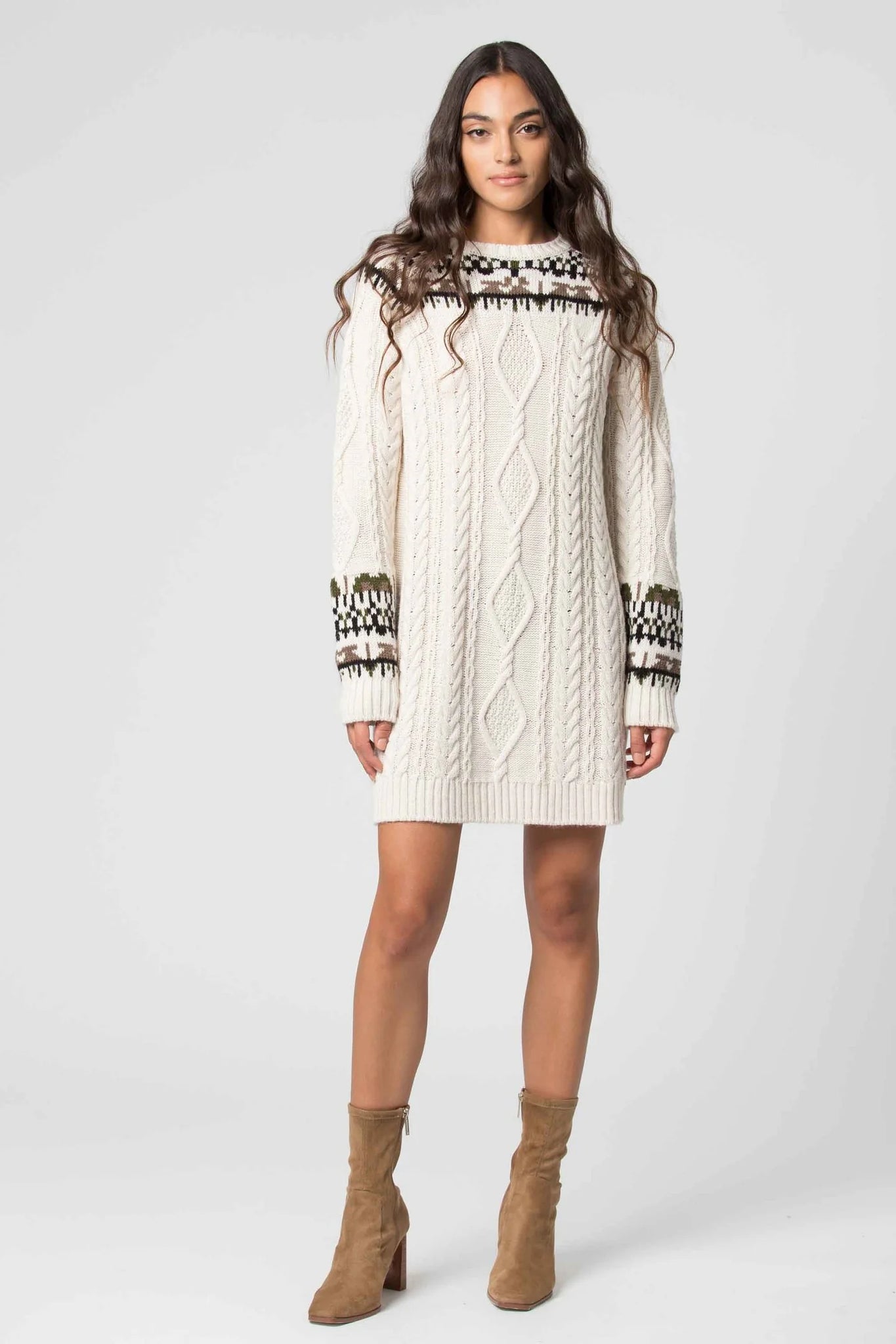 Maglia Lunga con Fantasia Kocca / Bianco - Ideal Moda