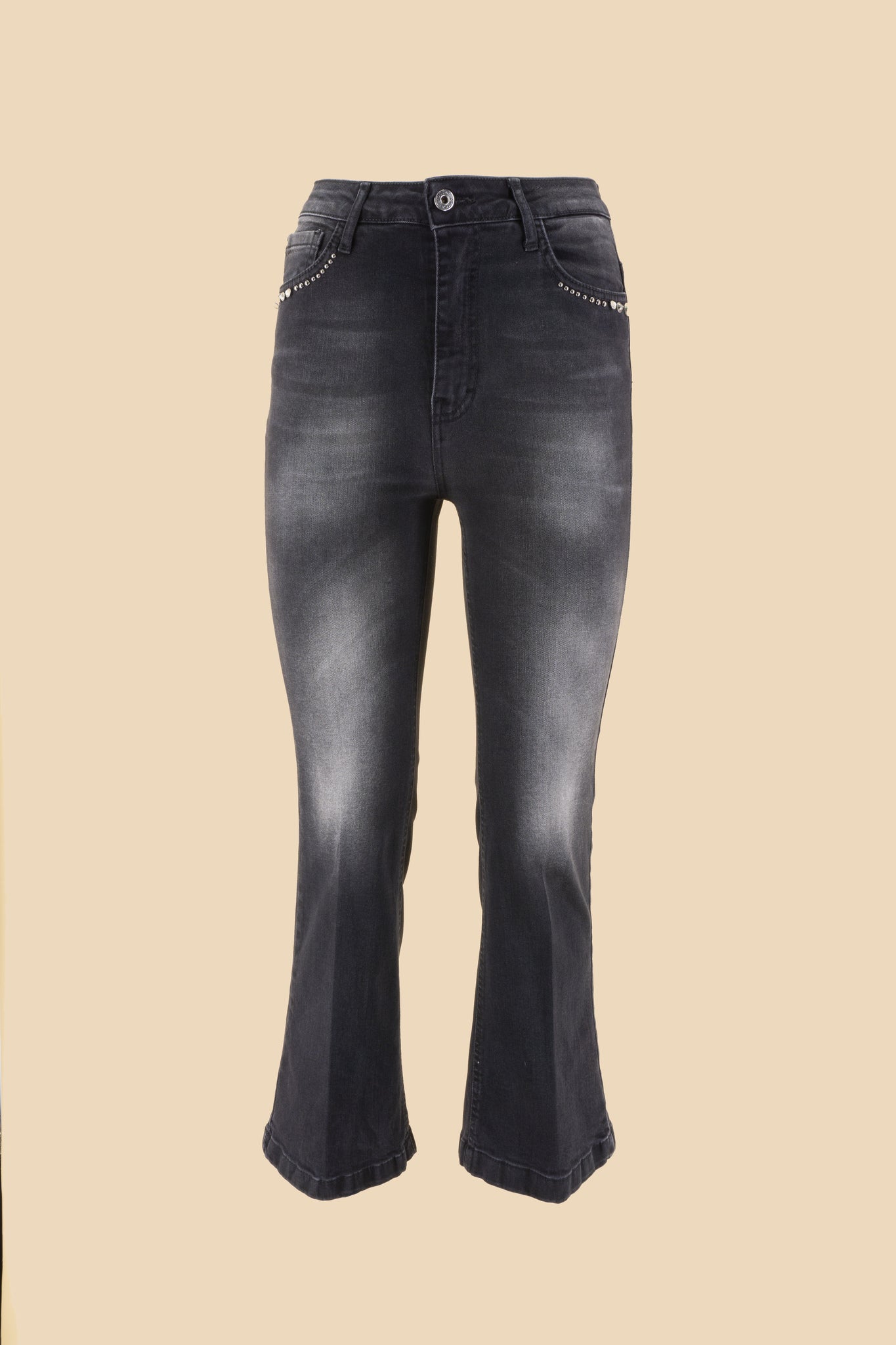 Jeans Grigio con Applicazioni / Grigio - Ideal Moda