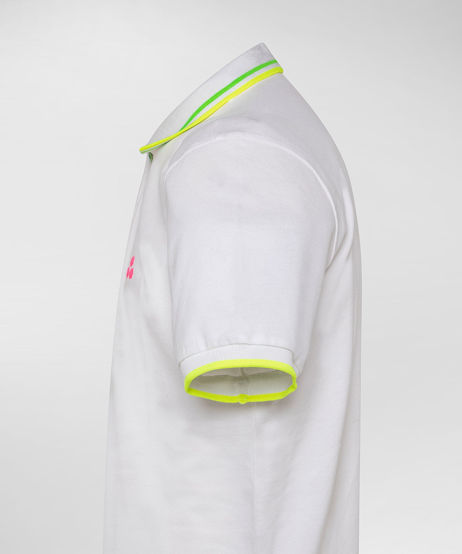 Polo in piquet con con dettagli fluo / Bianco - Ideal Moda