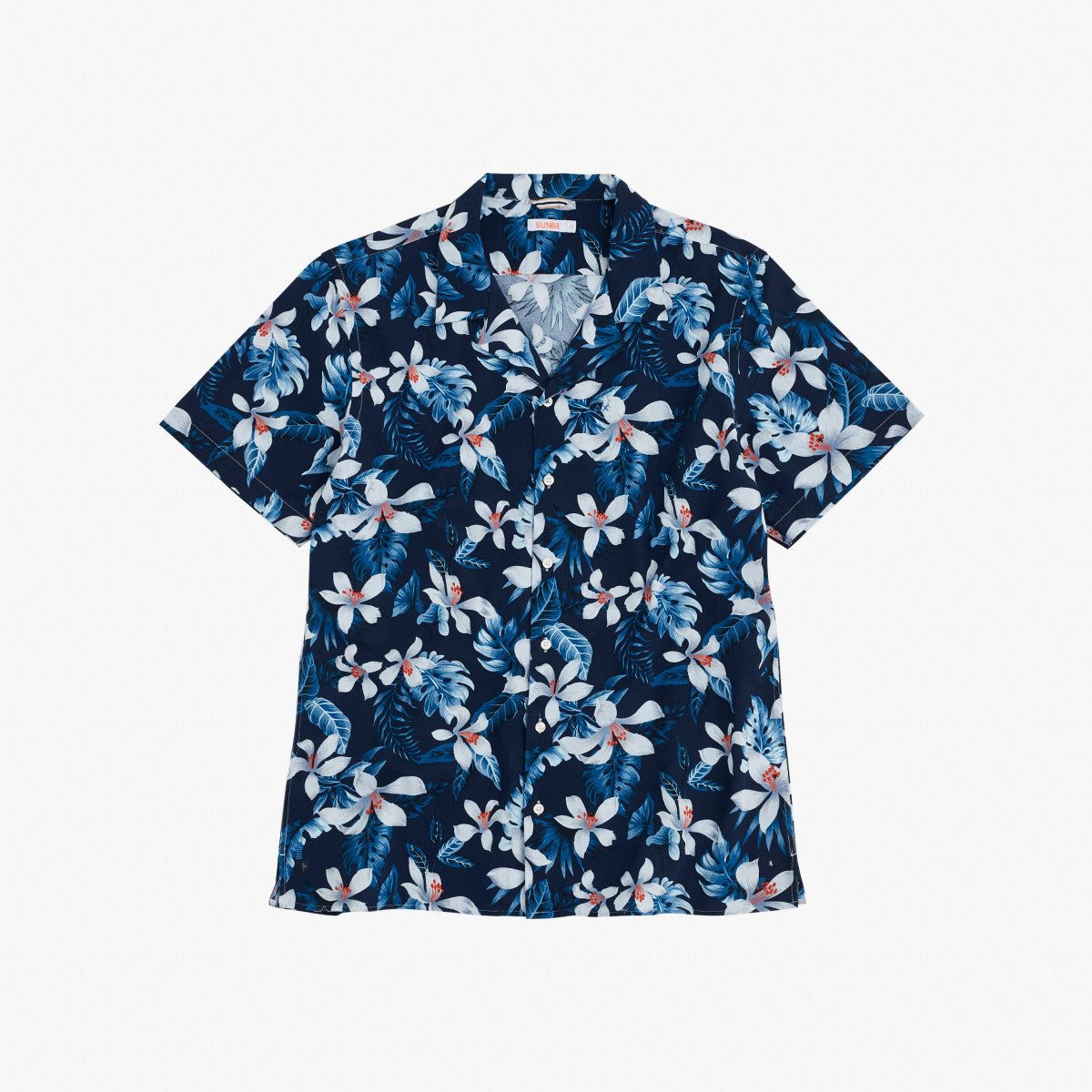 Camicia mezza manica a fantasia / Blu - Ideal Moda