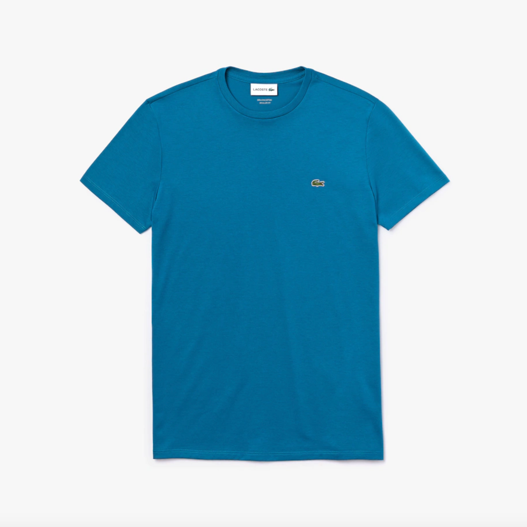 T-shirt a girocollo in jersey di cotone Pima tinta unita / Blu - Ideal Moda
