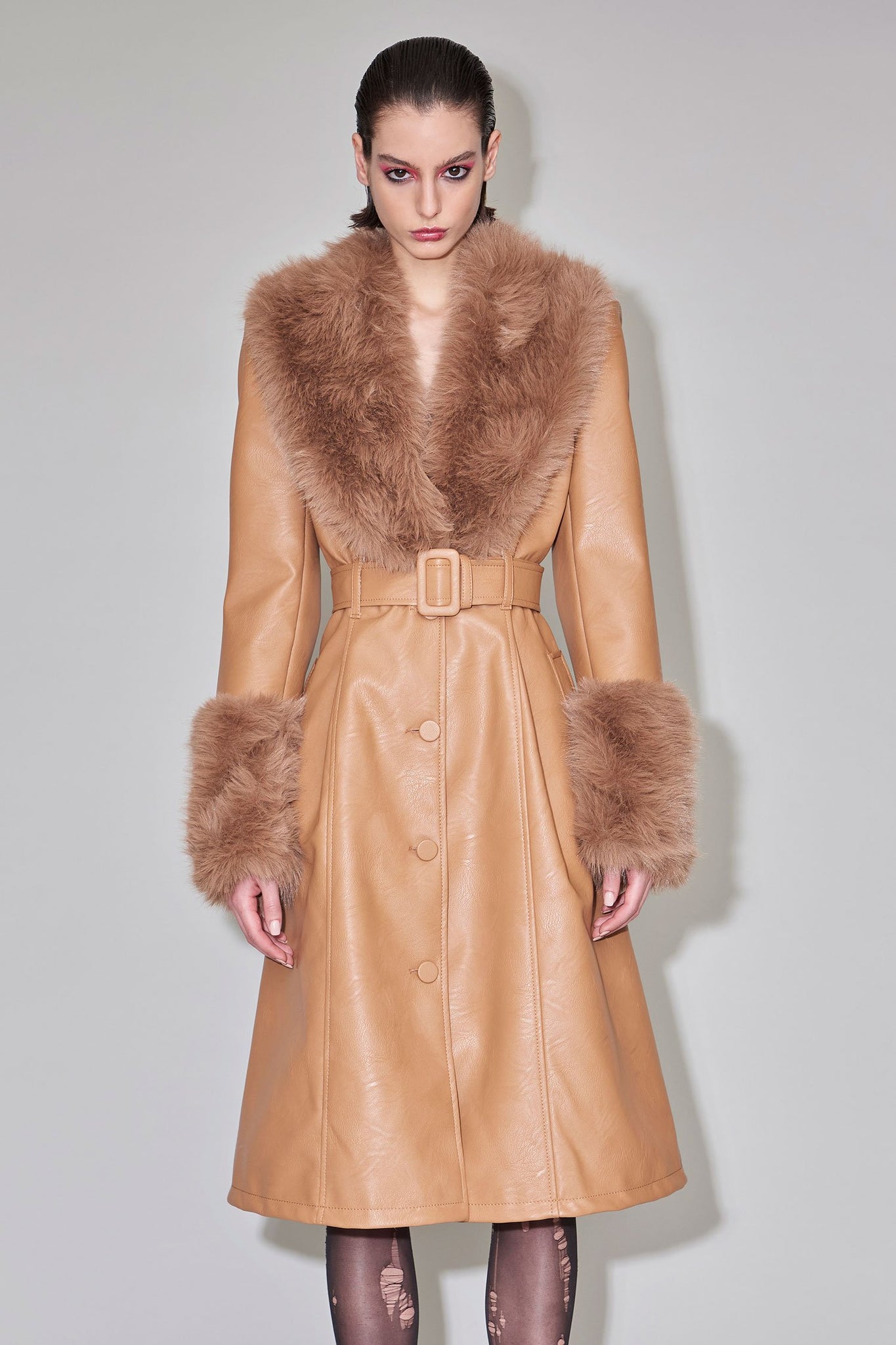 Cappotto in Ecopelle Aniye By / Beige - Ideal Moda