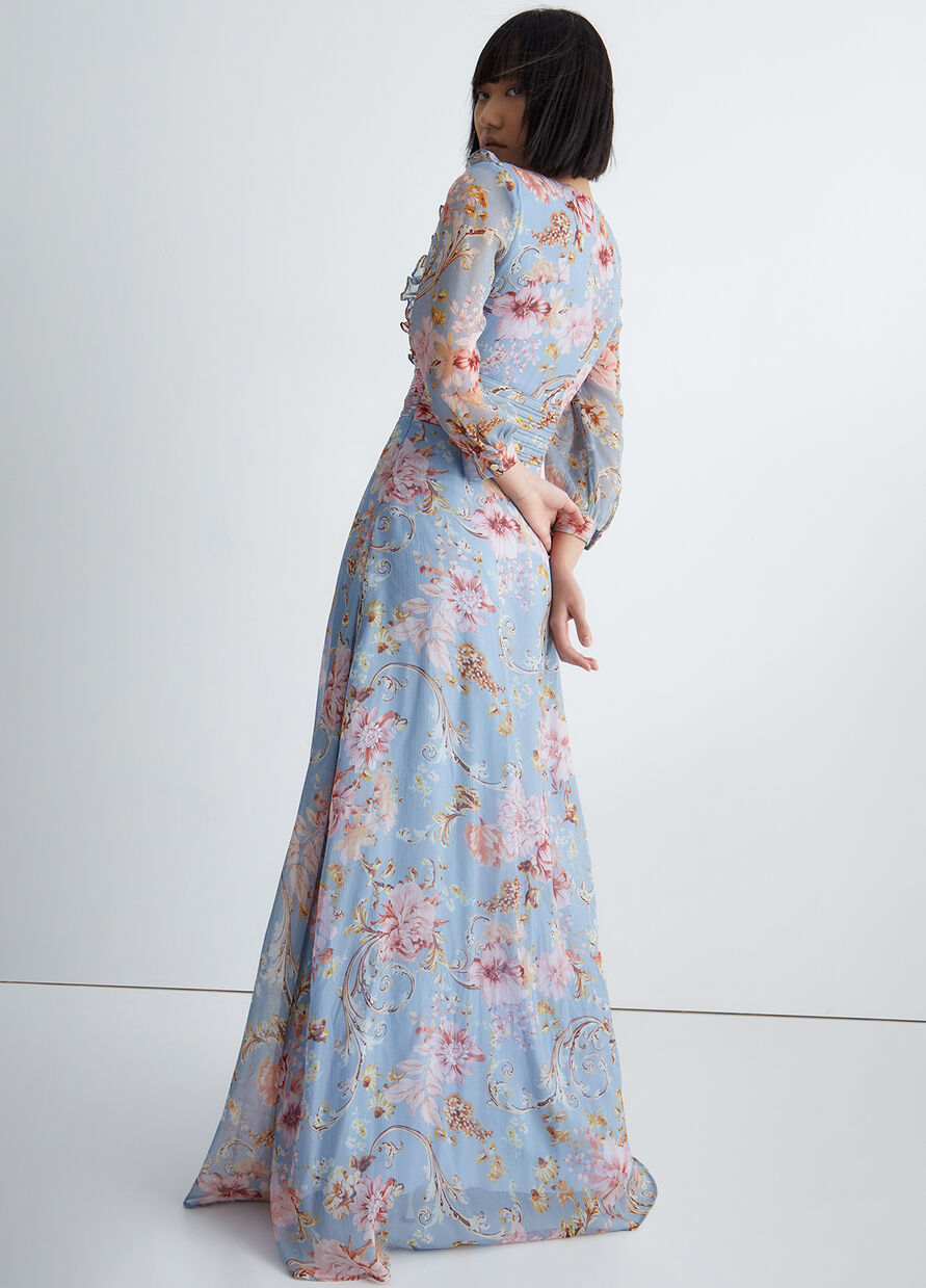 Vestito Lungo Floreale Liu Jo / Celeste - Ideal Moda