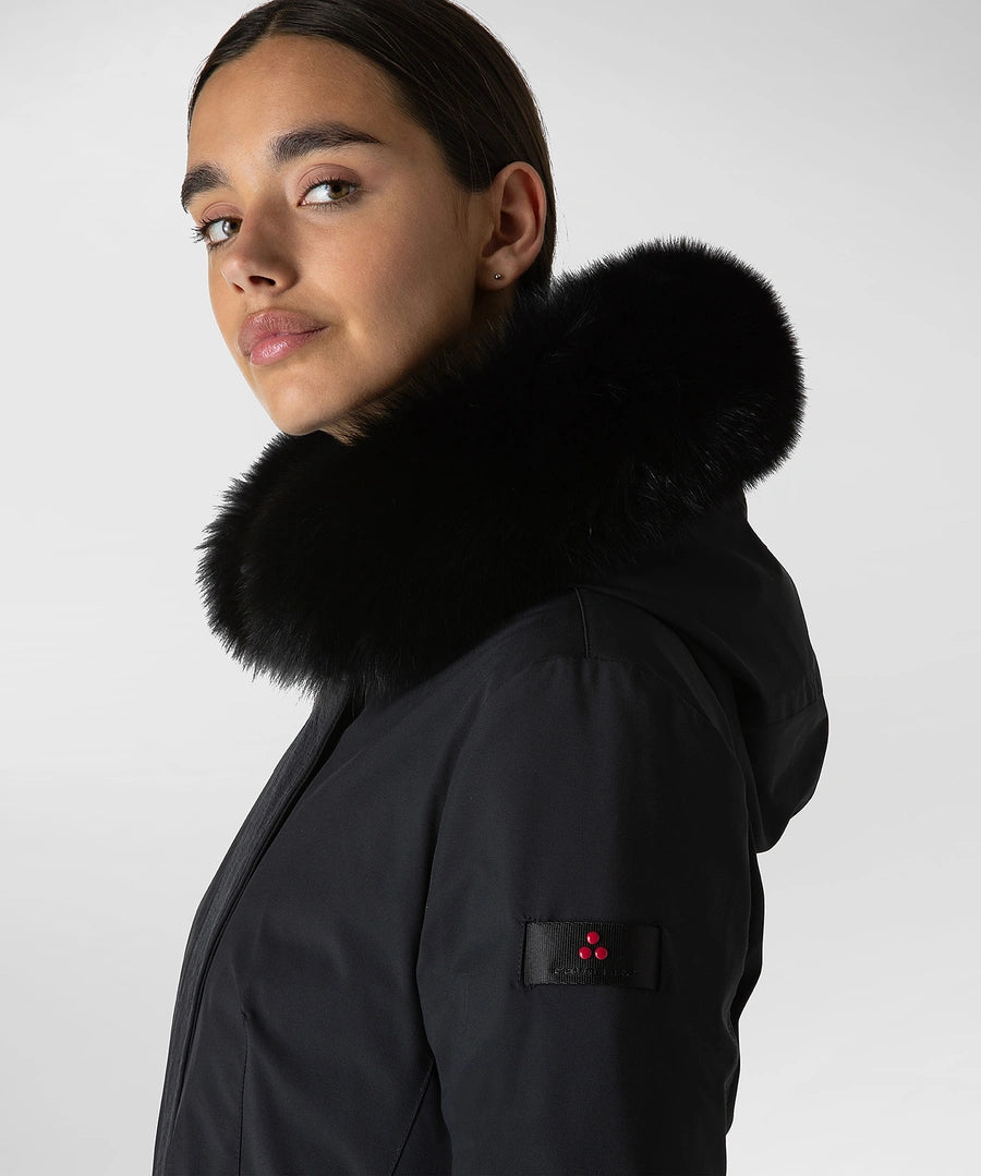 Giubbino Liscio con Pelliccia Peuterey / Nero - Ideal Moda