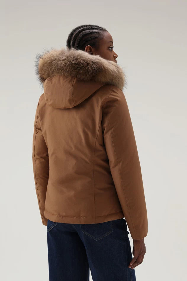 Short Arctic Parka with Fur Woolrich Beige - Main Image