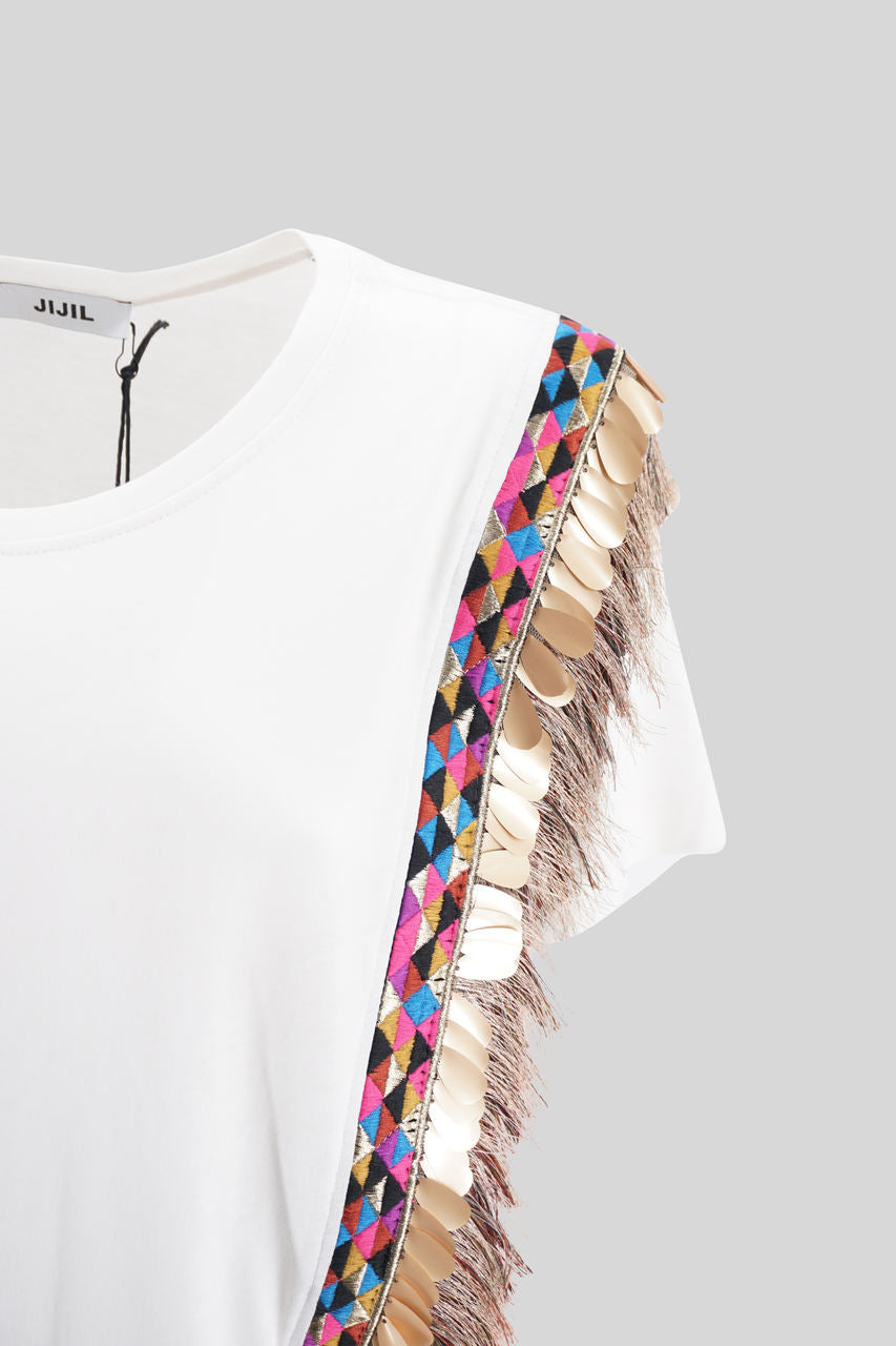T-Shirt con Paillettes / Bianco - Ideal Moda