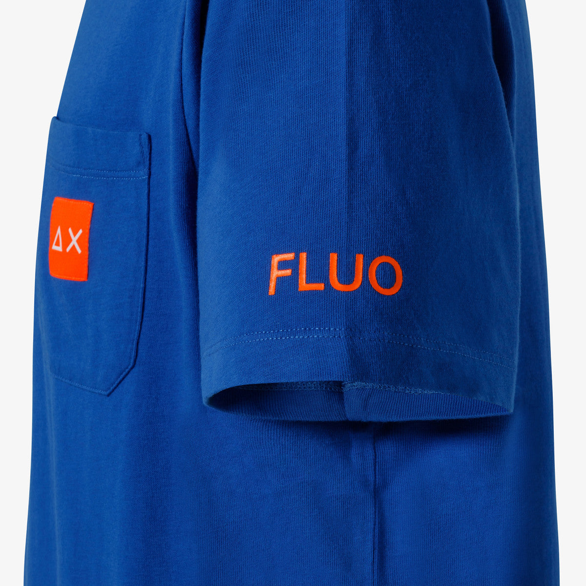 T-Shirt con Taschino e Logo Fluo Sun68 / Bluette - Ideal Moda