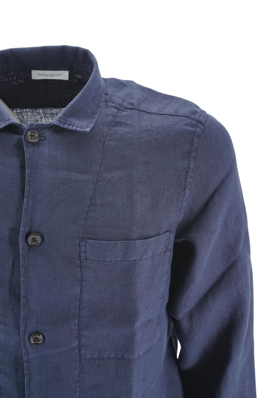 Camicia Paolo Pecora in Lino / Blu - Ideal Moda